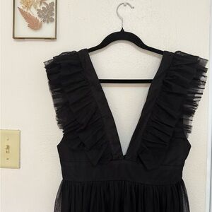 Lulu's Black Backless Ruffle Dress